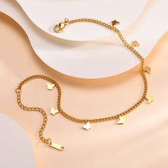 Butterfly Charm Anklet - Waterproof, Gold Plated, Adjustable, Non-Tarnish Ankle Bracelet